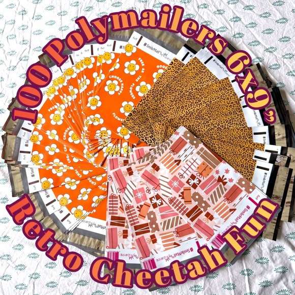 100 Polymailers 6x9” Reseller Shipping Supplies Groovy Floral Cheetah Summer New - Picture 1 of 8